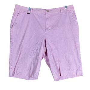 L-RL Lauren Active Ralph Lauren Womens Shorts Pink Stripe Golf Chino Stretch 14